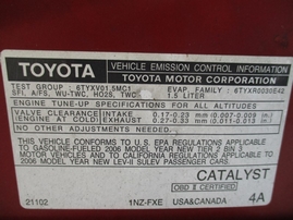 2006 TOYOTA PRIUS RED 1.5L AT Z16245